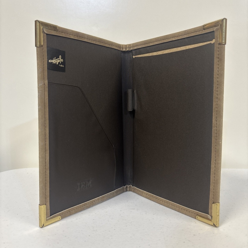 Vtg IBM Hazel USA‎  Writing Pad Portfolio Folio Brown IBM Computers
